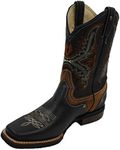 Dona Michi Men Genuine Leather Cowboy Rodeo Western Boots Black-7