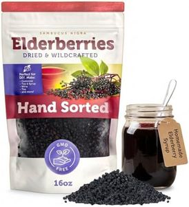 Dried Elderberries - 1lb Bulk - Hand-Sorted, Wildcrafted, Natural, Non-GMO, Whole European Immune System Support for Black Elderberry Syrup, Gummies, Jelly, Tea, Wine, Raw Sambucus, One Pound