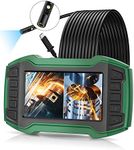 Veapoot Dual Lens Endoscope, 1080P HD Borescope Inspection Camera with Light, 4.5'' LCD Screen can Split Screen, 7.9mm IP67 Waterproof Scope Camera, 16.5FT Semi-Rigid Cable, 32GB Card