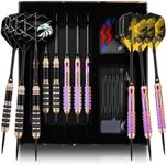 Turnart Darts Metal Tip Set - Professional Darts Brass Barrels Steel Tip Darts Darts Set 6 pcs 22/24 Grams 12 Aluminum Shafts 35/48 with Stylish Case (Color)