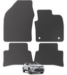 Carsio Rubber Car Mats For Toyota C-HR 2017+ Onwards Tailored Fit Floor Mat Set Complete Accessory Black Custom Fitted - All Weather & Heavy Duty, Anti-Slip Backing with Clips