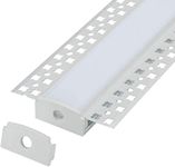 5-Pack 6.6FT/2 Meter Plaster-in Recessed Slim LED Aluminum Channel with Flange for LED Strip, Aluminium LED Profile with Clip-in Diffuser and End Caps