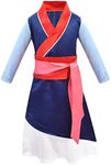 Dressy Daisy Girls Oriental Princess Warrior Costume Hanfu Heroine Dress Up Halloween Party Outfit Size 12 Blue 276