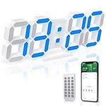 KWYDYP 3D LED Digital Alarm Clock with 7 Colors, RGB, Time Sync, APP/Remote Control, 9.7" Wall Desk Clock, Timer, Auto Dimmer, Night Light, Time/Date/Temp for Room/Office/Bedroom/Kitchen/School