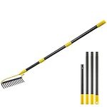 Garden Rake, 60 Inch Long 14 Inch Wide Heavy Duty 14 Tines Metal Bow Rake for Lawn,Hard Landscape Cultivator Garden Rake with Adjustable Steel Handle for Loosening Soil Leveling Mulch Gathering Leaf