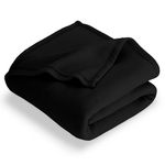 Bare Home Polar Fleece Blanket - Twin/Twin XL Blanket - Black - Warm & Cozy - Premium Fleece Blanket - Blanket for Bed, Sofa, Camping, Travel and Cold Nights - Lightweight Blanket (Twin/Twin XL, Black)