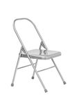 Yoga Studio Folding Yoga Chair with Front Bar - 47cm x 49cm x 81cm, Silver Tubular Steel Chair with Non-Slip Feet Covers