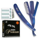 Equinox Professional Straight Edge Razor with 100 Single Derby Straight Razor Blades-Barber Straight Razor-Close Shaving Men's Manual Shaver-Disposable Straight Razor Blades-Straight Razor Kit