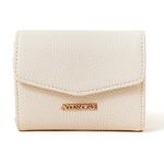 Accessorize London Women's Faux Leather Cream Small Flap Zip Around Purse