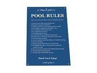 Pool Rules - Black & White/Blue & White Sign for outdoor use with a list of health and safety points about using swimming pool. Ideal for use in holiday accommodation (Blue)