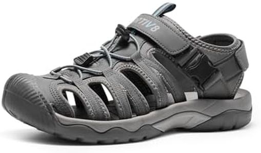 NORTIV 8 Men's Sandals, Closed Toe Athletic Sport Sandals, Mens Summer Shoes, Lightweight Trail Walking Sandals for Men Grey/Blue Size 7 US SNAS222M