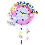 Crazy Craft Wall Clock for Kids Bedroom, Unicorn Rainbow Clock for Kids Room, Analogue Wall Clock Unique Handmade, Washable Without Glass, Unique Clock for Child Room Décor, 1 Year Warranty, Pink