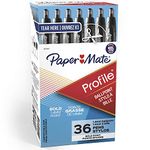 Paper Mate Profile Retractable Ballpoint Pens, Bold, 1.4mm, Black, 36 Count
