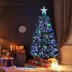 Green Christmas tree Fibre Optic tree Colour changing multicolour with stand free standing Artificial Xmas Tree with Star Topper Holiday Decoration for Home, Office & Parties (210CM (7 FEET))