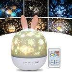 URAQT Star Light Projector with Music, Night Light Kids with Remote Control & Timer, 360° Rotation Star Projector Night Light Gift with 4 Light Modes/6 Projection Themes/7 Brightness/8 Kinds of Music