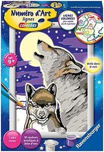 Ravensburger – Numéro d’Art petit format – Cri du loup – Loisir créatif – Kit de peinture par numéro – Peinture phosphorescente – Activité détente et créative – Dès 9 ans – 28792 – Version française