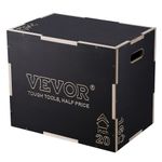 VEVOR 3 in 1 Plyometric Jump Box, 24/20/16 Inch Wooden Plyo Box, Platform & Jumping Agility Box, Anti-Slip Fitness Exercise Step Up Box for Home Gym Training, Conditioning Strength Training, Black