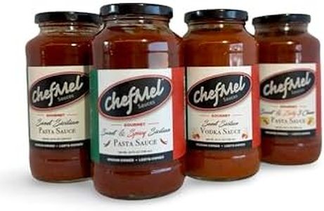 ChefMel’s Pasta Sauce Sampler - Sweet Sicilian, Spicy, Zesty Three Cheese, & Vodka Sauce - Handcrafted Italian Recipe, Small Batch, Gluten-Free - Great for Pasta, Pizza - 24oz Jar (4 Pack)