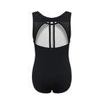 Phineein Girls Sleeveless Ballet Gymnastics Leotards Kids Athletic Crisscross Mesh Back Dancewear Unitards, Black, Adult Small