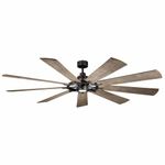 Kichler Lighting 300285AVI Gentry XL - 85" Ceiling Fan with Light Kit, Anvil Iron Finish with Distressed Antique Grey/Walnut Blade Finish with Opal Etched Glass