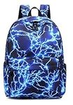 Ecohaso 15.6Inch Starry Lightning Stylish Backpack Travel Rucksack School Bags for Teenager Girls Boys Students Outdoor Hiking Camping Weekend Backpack (Blue Blue)