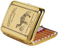 RWXCOW Metal Cigarette Case, Hold 16 Vintage Copper Camel Case Smoking Boxes, Portable Waterproof (Color : Brass, Size 9.5x7cm) HF7GIU3-SF