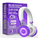 Puro Sound Labs JuniorJam Plus Volume Limiting Headphones for Kids, Safer Audio to Protect Hearing- Adjustable Bluetooth Headphones for Tablets, Smartphones, PCs- 22-Hour Battery Life-Purple