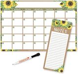 Magnetic Dry Erase Calendar for Fridge - Sunflower Magnetic Fridge Calendar Dry Erase Magnetic Calendar for Refrigerator, White Board Calendar for Wall, Dry Erase Board Calendar, Magnetic Notepad