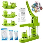 Button Maker Machine Kit 1''+1.25''+2.25'' Button Badge Maker Machine Kit for Kids Button Press Machine with 300 Sets Button Parts (Green, 25/32/58mm)