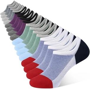 CLOSEMATE 8 Pairs Mens No Show Socks Low Cut Invisible Cotton Casual Trainer Socks with Non-Slip Grip (2Green2Purple2Blue2Grey, 9-12)