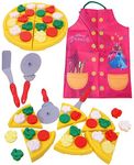 Toyshine Round Pizza Party Fast Food Pretend Cooking & Cutting Play Set with Apron Toy for Kids (Multi-Color)