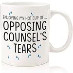 Funny Lawyer Mug Enjoying My Hot Cup Of Opposing Counsel’s Tears – Funny Lawyer Gifts For Women Men Attorney Law Student Teacher Law School Graduation – Sarcasm Gifts For Lawyers White 11Oz Coffee Mug