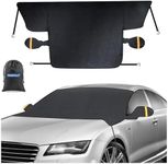 PEMOTech Windshield Cover for Ice and Snow,[2025Upgraded 600D] Oxford Fabric Windproof Winter Frost and Ice With Side Mirror Covers, Windshield Snow Cover Includes Anti-Theft Straps for Cars TrucksSUV