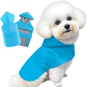 BECNBEAU Dog Raincoat Dog Rain Jacket Poncho Waterproof Pet Rain Suit Double Layer Cotton Lining Hooded Leash Hole Adjustable for Medium Dogs,Blue,XXXL