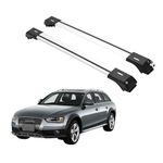 ERKUL Roof Rack Cross Bars for Audi A4 Allroad 2016-2024 | Aluminum Crossbars with Anti Theft Lock for Rooftop | Compatible with Raised Rails - Silver