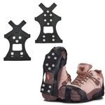Gustave® Spikes Crampons, Ice Cleats for Shoes and Boots, Upgraded Version Stainless Steel Anti-Slip Grippers Shoe Spikes Grips Traction for Hiking Shoes and Boots, Hiking, Fishing Walking, L(39-44)
