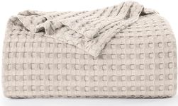 Utopia Bedding Cotton Waffle Blanket 300 GSM (Khakhi - 102x90 Inches) Soft Lightweight Breathable Bed Blanket King Size Layering Any Bed for All Season