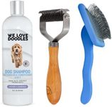 We Love Doodles Grooming Kit - Slicker Brush, Dematting Comb & Dog Shampoo for Goldendoodles