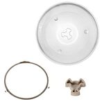 JMIATRY Microwave Turntable Glass Plate, 270mm Microwave Plate Replacement with 6 Fixers, Microwave Glass Plate with Turntable Ring and Support