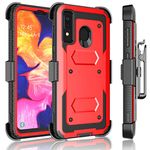 Galaxy A50/A20/A30 Case, A30S/A50S Holster Clip, Tekcoo [Tshell] Shock Absorbing [Built-in Screen] Secure Swivel Locking Belt Full Body Carrying Phone Cover for Samsung A20/A30/A50/A50S/A30S [Red]