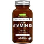 Pure & Essential Daily Vitamin D3 2000iu, 1-Year Supply, Cholecalciferol, Vegetarian, 365 Small Tablets