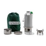 Kelly Kettle 'Base Camp BASIC KIT (1.6ltr Anodised Alu. Kettle with Steel Fire-Base + Cook Set + Pot Support) Kettle and Wood Stove in one | Fishing | Camping | Scouts | Weight 1.43kg / 3.13lb