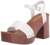 MADDEN GIRL Womens White Ankle Strap Studded Dani Square Toe Block Heel Buckle Heeled UK Size 7.5