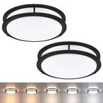 2 Pack Black Ceiling Light, 13 Inch Flush Mount LED Ceiling Light, Kids Bedroom Lighting with 5CCT(2700K/3000K/3500K/4000K/5000K Adjustable), 23W