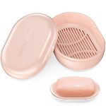 Soap Holder, Travel Soap Container, Portable Soap Dish with Lid, Leakproof Soap Dishes for Bar Soap with Cover, Plastic Soap Bar Holder, Best for Camping, Outdoor, Bathroom, Hiking Traveling (Pink)