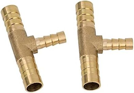 Pysrych Brass Hose Barb Fitting Reducing Tee 1/2" Barbed x 3/8" Barbed x 1/2" Barbed Reducer T-fitting 2pcs