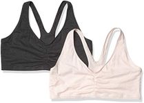 Hanes Womens X-Temp Wireless Bra Pack, Stretch Pullover Bra, Low-Impact Racerback Bra, 2-Pack, Light Buff/Gravel Grey Heather, Small