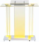 Pulpits for Churches Clear Acrylic Podium with 360° Swivel Wheels & Brake, Remotable 16 Colors Church Pulpit with Movable Reading Platform for Churches, Classroom, Wedding, Concert, Restaurants