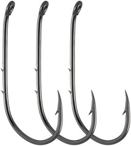 Dr.Fish 100 Pack Baitholder Fishing Hooks Walleye Rig Live Bait Hook High Carbon Steel Black Nickel Down-Turned Eye Surf Fishing Bass Crawler Harness #10