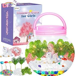 Light Up Unicorn Terrarium Kit for Kids - Unicorns Gifts for Girls - Birthday Unicorn Toys, Arts & Crafts Kits, STEM, Garden Activities, Girl Gifts for 5 Year Old Girl & Ages 6 7 8-10